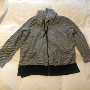 Splendid black and white stripe sip hoodie